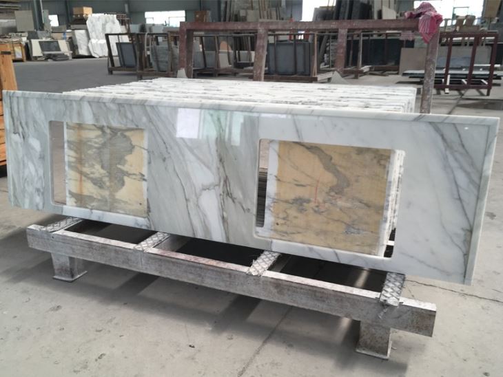 Calacatta White Marble Vanity Top For Hotel Calacatta White Marble Vanity Top For Hotel