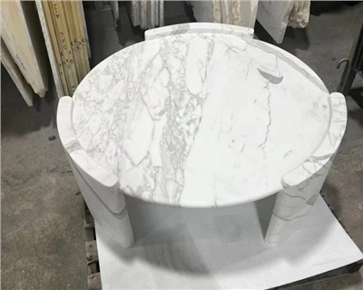 Carrara Vit Marmor Runt Bord